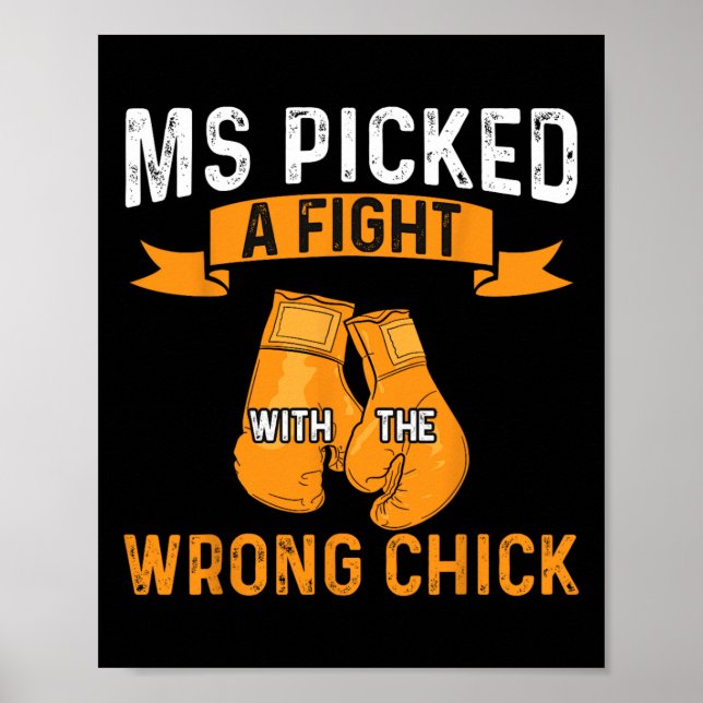 Warrior Picked A Fight Många Sclerosis Medveten Poster (Framsidan)