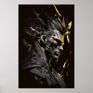 Warrior Porträtt Fantasy Painting Vild Spirit Art Poster