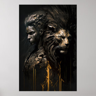 Warrior Porträtt Fantasy Painting Vild Spirit Poster