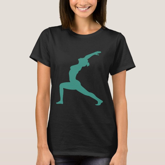 Warrior Pose I Yoga Vector T Shirt (Framsida)