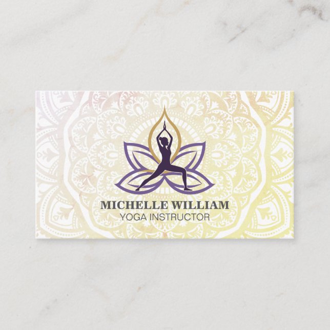 Warrior Pose | Mandala Pattern | Yoga Visitkort (Framsida)