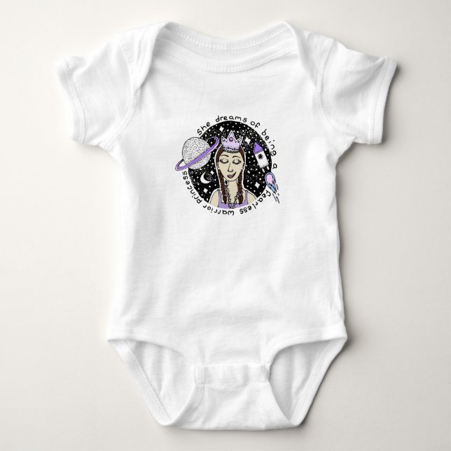Warrior Princess Doodle Astronaut Feminism & Namn Tröja (Framsida)