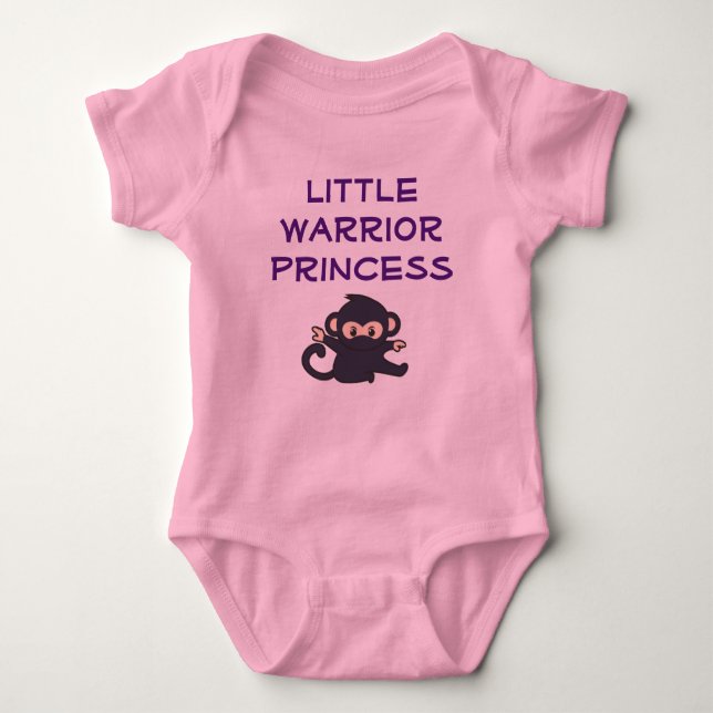 Warrior Princess Funny Cute Tecknad Ninja Monkey T Shirt (Framsida)