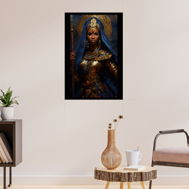 Warrior Queen: African Art Woman Oljemålning Poster (Vardagsrum 3)