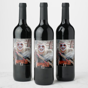 Warrior Queen Happiness Vin-etikett! Vinflaska Etikett