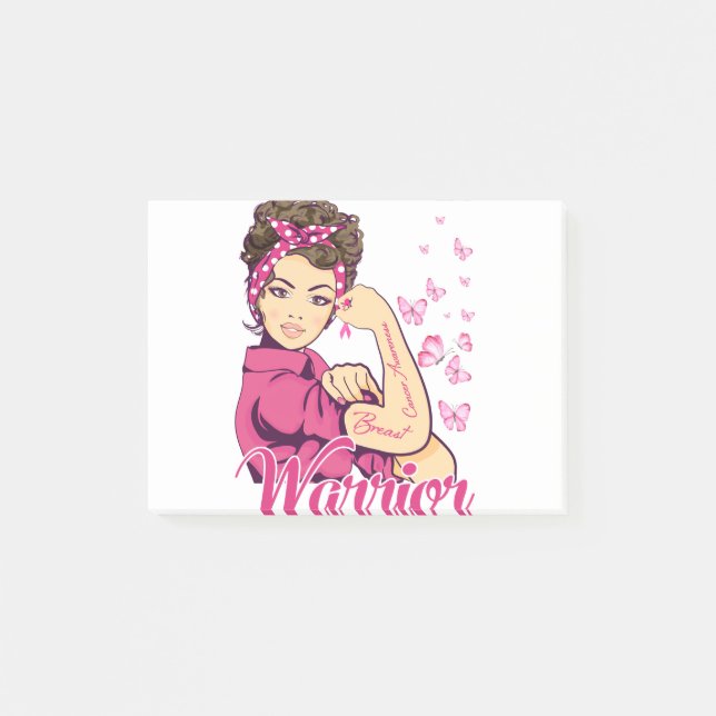 Warrior Rosie Riveter Breast Cancer Awareness Post-it Block (Framsida)