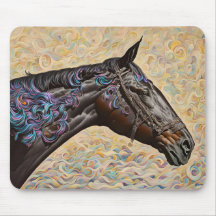 Warrior Stil Horse Whimsical Art Mouse Pad