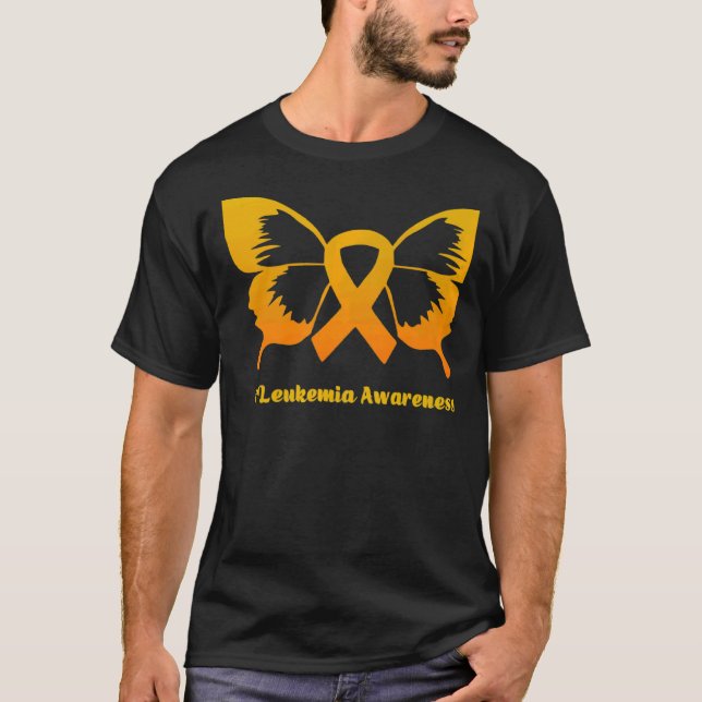 Warrior Support Squad A Orange Butterfly Leukemia T Shirt (Framsida)