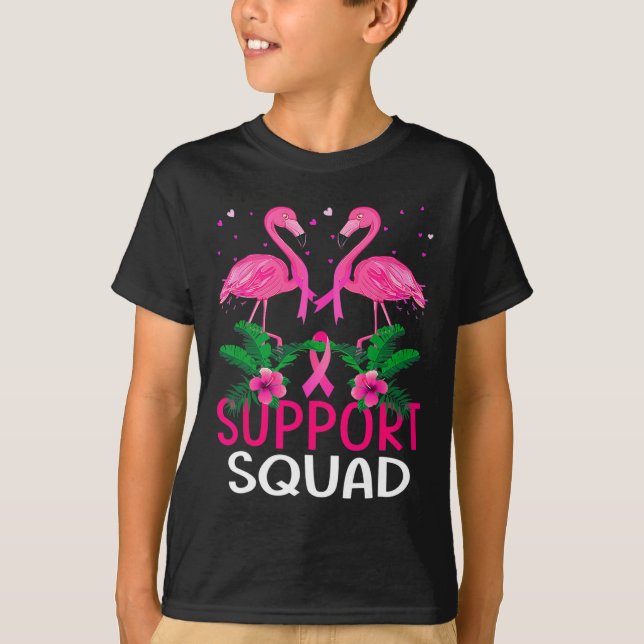 Warrior Support Squad Flamingo Breast Cancer Medve T Shirt (Framsida)