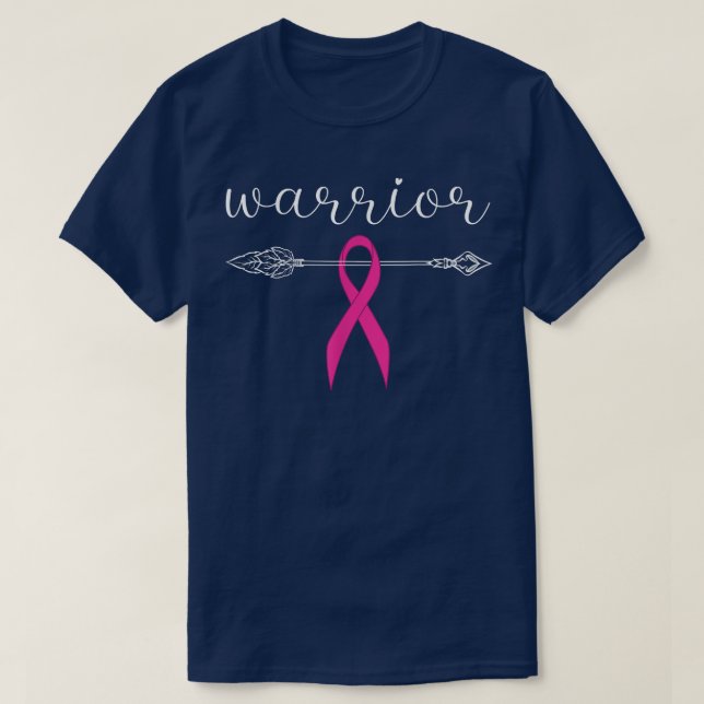 Warrior Survivor Fighter Rosa Ribbon Warrior Breas T Shirt (Design framsida)