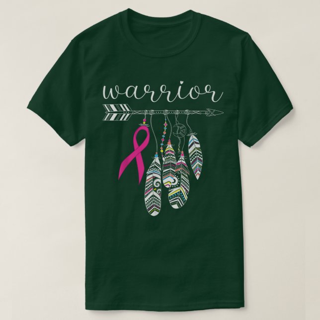Warrior Survivor Fighter Rosa Ribbon Warrior Breas T Shirt (Design framsida)