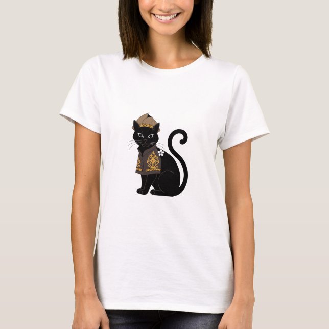 Warrior Svart Katt Grafik T-shirt (Framsida)