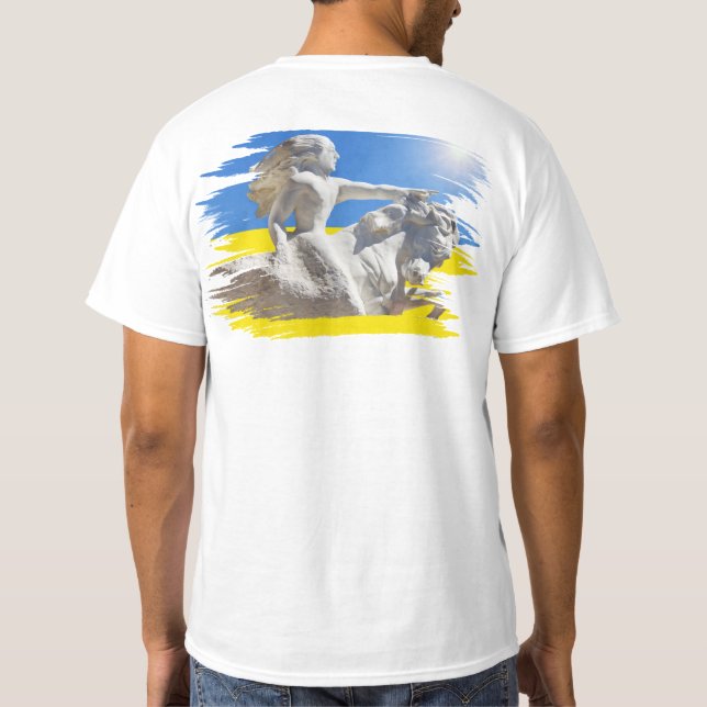 Warrior Ukrainas president Zelenskyy & Flagga T Shirt (Baksida)