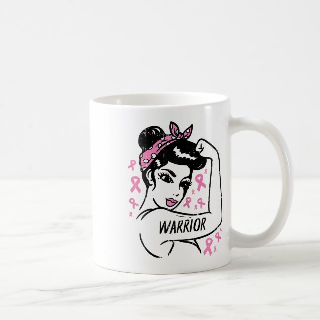 Warrior Unbryable Rosa Ribbon Breast Cancer Awar Kaffemugg (Höger)