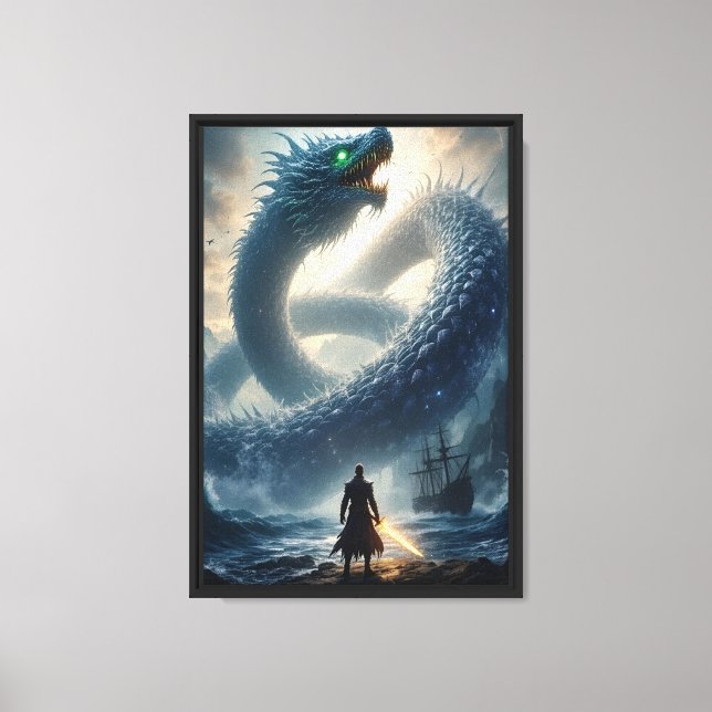 Warrior vs Sea Dragon Canvastryck (Framsida)