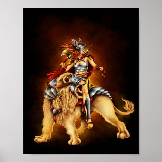 Warrior Woman Lejon Tamer Battle Poster (Framsidan)