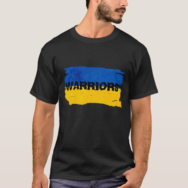 Warriors Blue and Gult Ukraina Flagga T Shirt (Framsida)