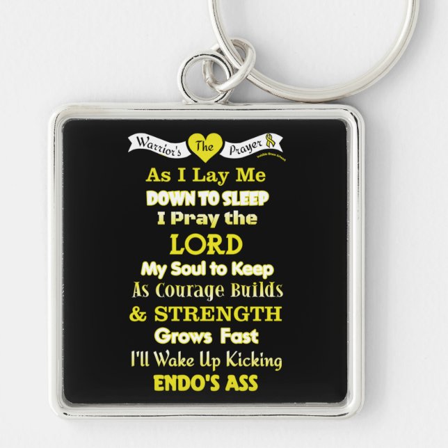 Warriors bön.. Endometriosis Keychain Fyrkantig Silverfärgad Nyckelring (Framsidan)