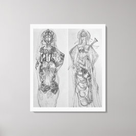 Warriors hand plockade illustrerar väggkonst canvastryck