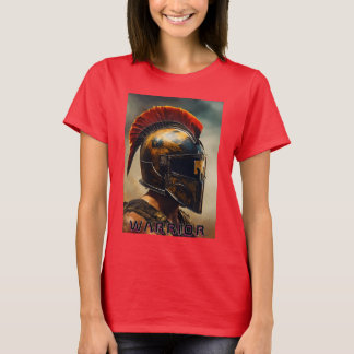 Warrior's Legacy: Fold Helmet Design in Fiery Red T Shirt