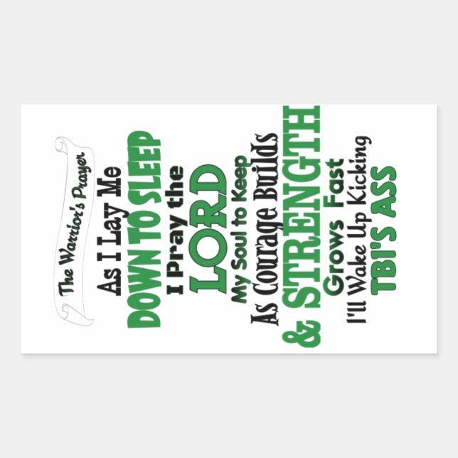Warriors Prayer TBI Rektangulärt Klistermärke (Framsida)