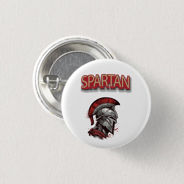 Warriors Pride - Spartan Helmet med Red Plume Knapp (Framsida & baksida)