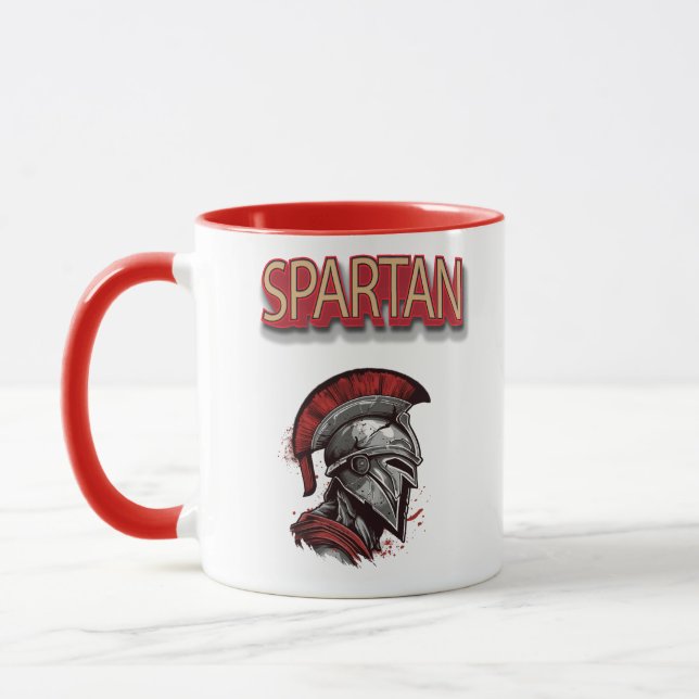 Warriors Pride - Spartan Helmet med Red Plume Mugg (Vänster)