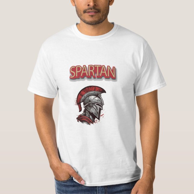 Warriors Pride - Spartan Helmet med Red Plume T Shirt (Framsida)