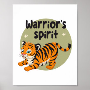 Warriors själ Kawaii söt baby tiger orange Poster