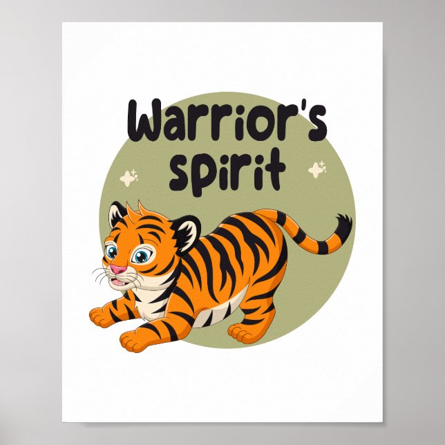 Warriors själ Kawaii söt baby tiger orange Poster (Framsidan)