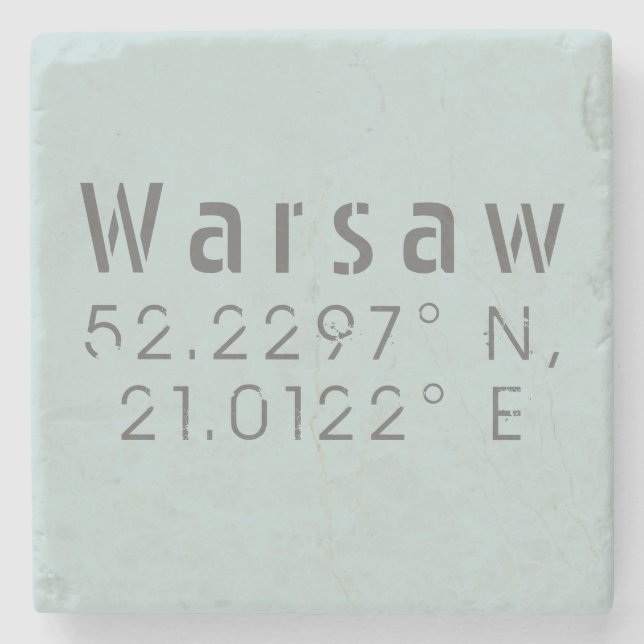 Warsaw Latitude Longitude Stenunderlägg (Framsidan)