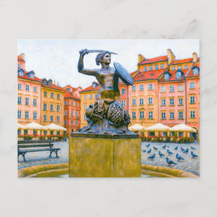 Warsaw oljemålning – Gamla Stan med Syrenka Helg Vykort