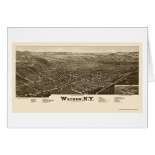 Warsaw panorama- karta för NY - 1885 Hälsningskort