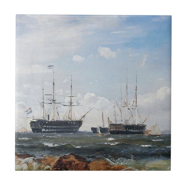 Warship out of Gothenburg 1861 Kakelplatta (Framsidan)