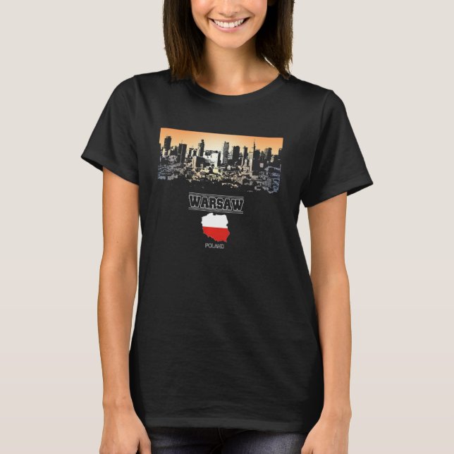 Warszapoland Skyline Vacation Souvenir City T Shirt (Framsida)