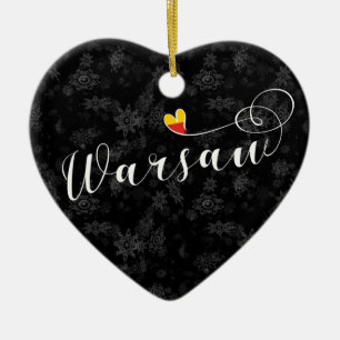 Warszawa Flagga Heart, Warszawa, Polen Julgransprydnad Keramik