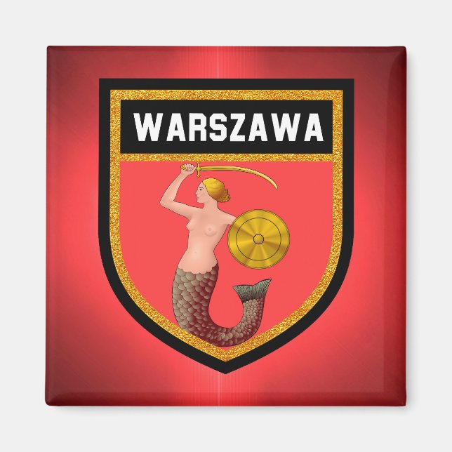 Warszawa Flagga Magnet (Framsidan)