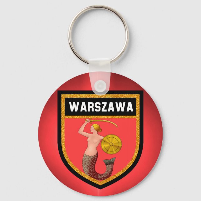 Warszawa Flagga Nyckelring (Framsida)