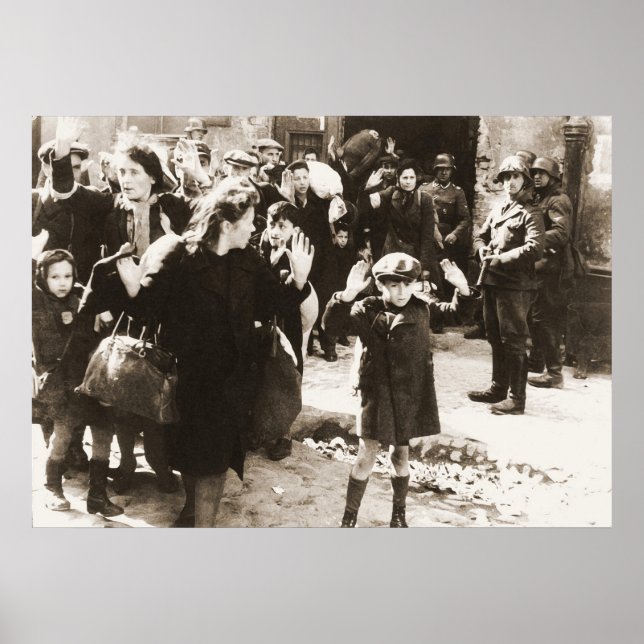 Warszawa Ghetto Uprising Photo från Jurgen Stroop Poster (Framsidan)