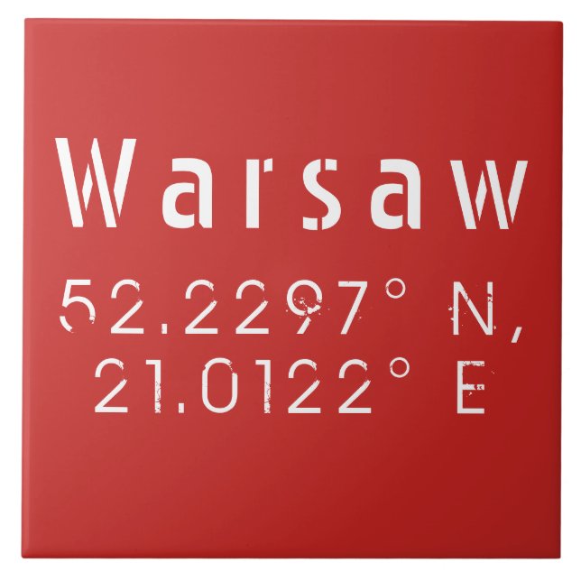 Warszawa Latitude Longitud Kakelplatta (Framsidan)