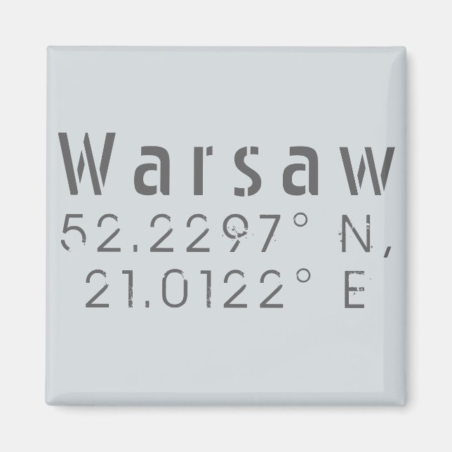 Warszawa Latitude Longitud Magnet (Framsidan)