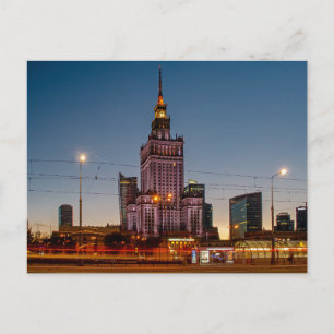 Warszawa Nattens kulturpalats Vykort
