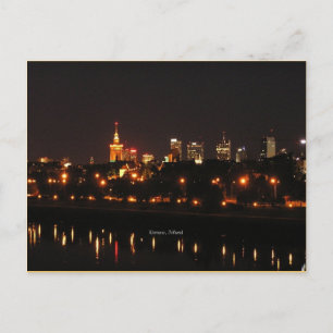 Warszawa på nattvykort vykort