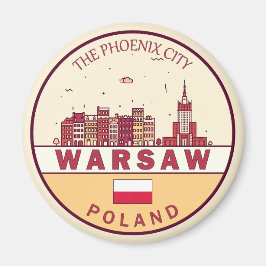 Warszawa Poland City Skyline Emblem Magnet
