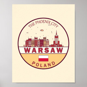 Warszawa Poland City Skyline Emblem Poster