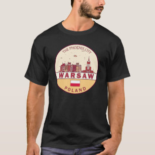 Warszawa Poland City Skyline Emblem T Shirt