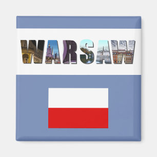 Warszawa Poland Flagga Magnet