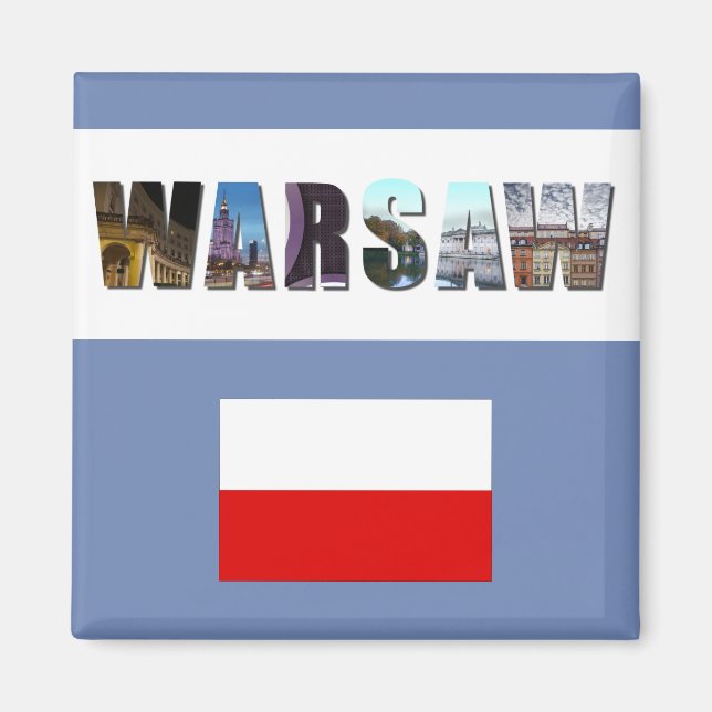 Warszawa Poland Flagga Magnet (Framsidan)