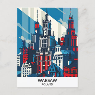 Warszawa Poland Retro Artwork Travel Vykort