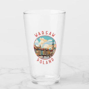 Warszawa Poland Retro Distress Circle Glaskopp